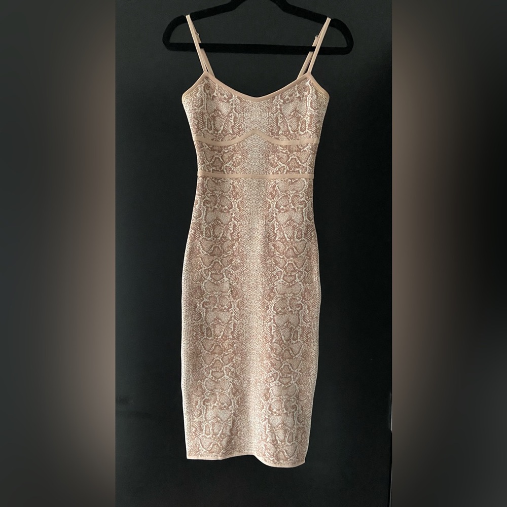 Sexy tube midi dress in camel snake by BCBG!